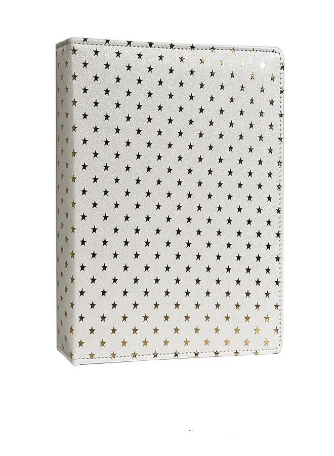 Careflection Photo Album Binder Photocard Book 3 Ring A4 Star series PU Leather Binder Photocard Holder Refillable with sleeves for Fujifilm Instax Mini Film/Polaroid Film/Kpop Photocard (White) - Image 1